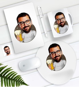 BK Gift Kişiye Özel Bay Karikatürlü Defter Kalem Kupa Mouse Pad Seti-5 (Model 1)
