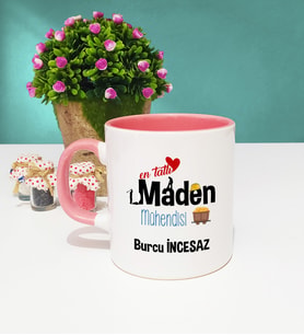 Mesajlı Maden Mühendisi Tasarımlı Kişiye Özel Maden Mühendisi Kupa Bardak Pembe