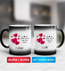 İkili Sevgililer Günü Hediyesi Sihirli Kupa Bardak