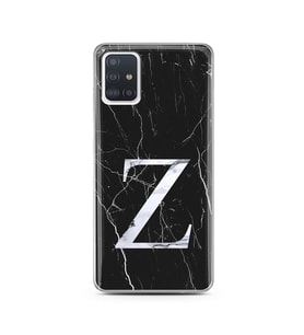Samsung A51 Siyah Mermer Harf Tasarımlı Telefon Kılıfı Z-Harfi 