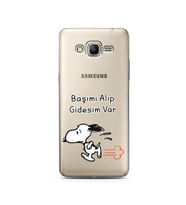 Snoopy Tasarımlı Süper Şeffaf Silikon Telefon Kılıfı Samsung Grand Prime
