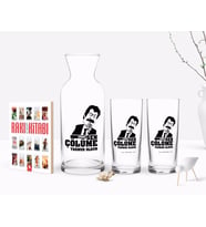 BK Gift Kişiye Özel Renkli Baskılı Çünkü Sen Çölüme Yağmur Oldun Tasarımlı İkili Rakı Bardağı Karaf ve Cep Kitabı Hediye Seti-4 (Model 1)