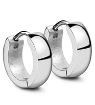 Parlak Bombeli Unisex Geniş Erkek Çelik Küpe Çifti 6mm mse7 (Beyaz)