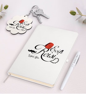 BK Gift Kişiye Özel Evin Reisi Beyaz Defter Kalem ve Anahtarlık Hediye Seti-1 (Model 1)
