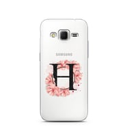 Pembe Çiçekli Harf Tasarım Süper Şeffaf Silikon Telefon Kılıfı Samsung Core Prim