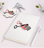 BK Gift Kişiye Özel Bayan Kuaförü Beyaz Defter Kalem Ve Anahtarlık Hediye Seti-1 (Model 1)