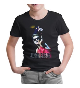 Justin Bieber Siyah Çocuk Tshirt