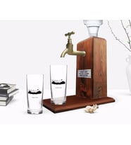 BK Gift Kişiye Özel Renkli Baskılı Edirne Tasarımlı Turistik İkili Rakı Bardağı ve Ahşap Rakı Standı Hediye Seti-2 (Beyaz)