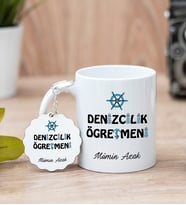 Denizcilik Öğretmeni Beyaz Kupa Bardak Ve Anahtarlık Set