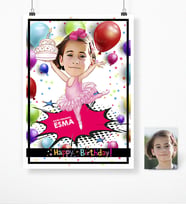 BK Gift Kişiye Özel Doğum Günü Karikatür Afiş Poster 50 X 70 Cm 6