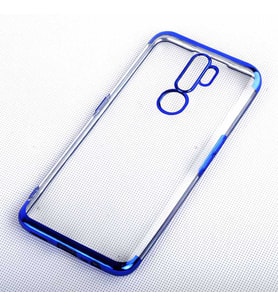 Oppo A9 2020 Kılıf Zore Dört Köşeli Lazer Silikon Kılıf (Mavi)