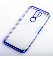 Oppo A9 2020 Kılıf Zore Dört Köşeli Lazer Silikon Kılıf (Mavi)