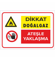 MIGNATIS - Dikkat Doğalgaz Ateşle Yaklaşma Levhası - Sac Malzeme 35x50cm