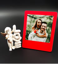 Sevdiklerinize Aşk Dolu Love Yazılı Melek Biblo  & Kişiselliştirilmiş Fotoğrafınız