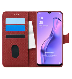Microsonic Oppo A31 Kılıf Fabric Book Wallet Kırmızı