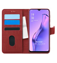 Microsonic Oppo A31 Kılıf Fabric Book Wallet Kırmızı