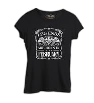 Burç - Born in February Crown Siyah Kadın Tshirt