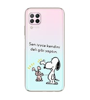 Snoopy Tasarımlı Süper Şeffaf Silikon Telefon Kılıfı Huawei P40 Lite