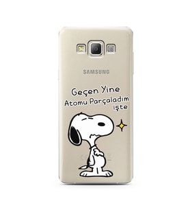 Snoopy Tasarımlı Süper Şeffaf Silikon Telefon Kılıfı Samsung A7 (2015)