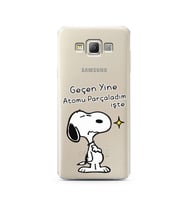 Snoopy Tasarımlı Süper Şeffaf Silikon Telefon Kılıfı Samsung A7 (2015)