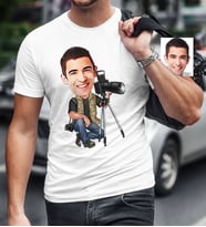 BK Gift Kişiye Özel Bay Profesyonel Fotoğrafçı Karikatür Beyaz Tişört  1