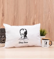 Atatürk Siluetli Dikdörtgen Yastık ve Siyah Kupa Bardak