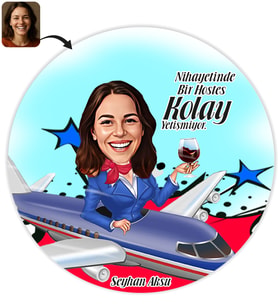 BK Gift Kişiye Özel Hostes Karikatür Baskılı Yaş Pasta İçin Yenilebilir Şekerli Kağıt  1(Sadece Kağıt)