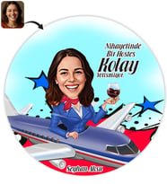 BK Gift Kişiye Özel Hostes Karikatür Baskılı Yaş Pasta İçin Yenilebilir Şekerli Kağıt  1(Sadece Kağıt)