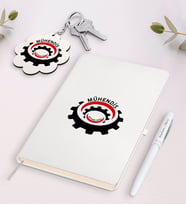 BK Gift Kişiye Özel Mühendis Beyaz Defter Kalem ve Anahtarlık Hediye Seti-3 (Model 1)