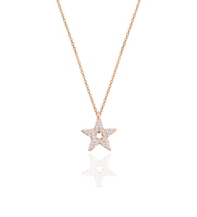 Söğütlü Silver Gümüş rose zirkon taşlı lotus modeli kolye