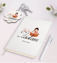 BK Gift Kişiye Özel Yönetici Asistanı Beyaz Defter Kalem ve Anahtarlık Hediye Seti (Model 1)