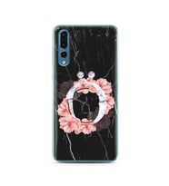 Mermer Çiçekli Harf Tasarım Süper Şeffaf Silikon Telefon Kılıfı Huawei P20 Pro  