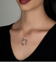 Gümüş Zirkon Taşlı Gözyaşı Damlası Tasarım Kolye (Rose)