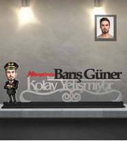 Kişiye Özel Pilot Karikatürlü Kolay Yetişmiyor Ahşap Biblo Bay-2