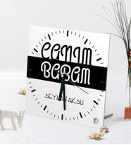 BK Gift Kişiye Özel Canım Babam Masaüstü Kare Cam Saat-4 (Beyaz)