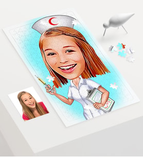 BK Gift Kişiye Özel Hemşire Karikatür 240 Parça A3 Puzzle  2