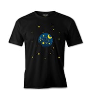 Planet and Moon Siyah Erkek Tshirt