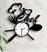 BK Gift Kişiye Özel I Love Chef Ahşap Mutfak Duvar Saati