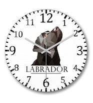 Labrador Black Pug Köpek Duvar Saati Bombeli Gercek Cam