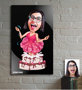 BK Gift Kişiye Özel Bayan Doğum Günü Karikatür Ahşap Tablo - 1