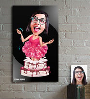 BK Gift Kişiye Özel Bayan Doğum Günü Karikatür Ahşap Tablo - 1
