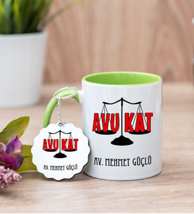 Avukat Yeşil Kupa Bardak Ve Anahtarlık Set