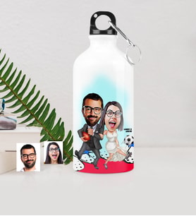 BK Gift Kişiye Özel Sevgililer Karikatürlü Metal Suluk 500 Ml  15