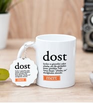 Dost Kelime Anlamı Beyaz Kupa Bardak Ve Anahtarlık Set