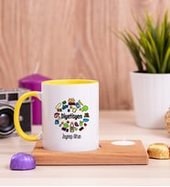 Diyetisyen Ahşap Altlıklı Mumlu Sarı Kupa Bardak