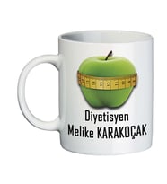 Diyetisyene Hediye İsim Baskılı Elma Tasarım Kupa Bardak