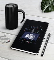 BK Gift Kişiye Özel İlk Babalar Günün Kutlu Olsun Siyah Defter Kalem Termos Mug Seti-1 (Model 1)