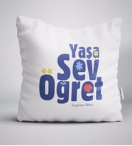 BK Gift Kişiye Özel Yaşa Sev Öğret Beyaz Yastık-2