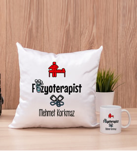 Fizyoterapist Kare Yastık ve Beyaz Kupa Bardak