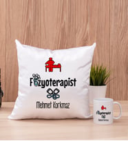 Fizyoterapist Kare Yastık ve Beyaz Kupa Bardak